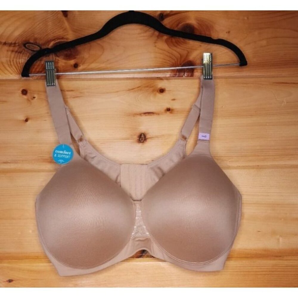 Vanity Fair Bra Wireless Wirefree Smooth Lightly Lined Beige 44D 71282 New